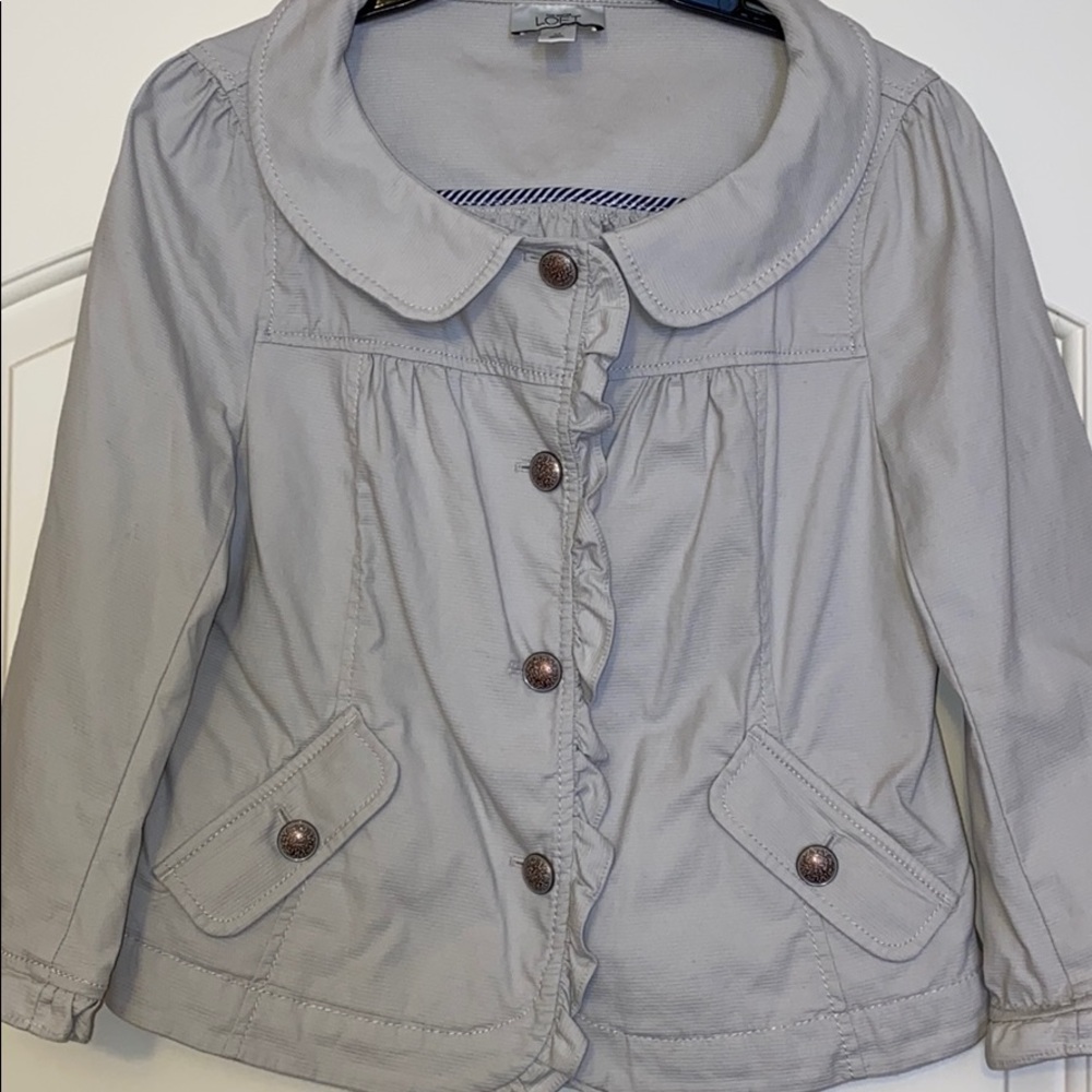 Loft Beige Ruffle Jacket  Size M - Picture 2 of 9